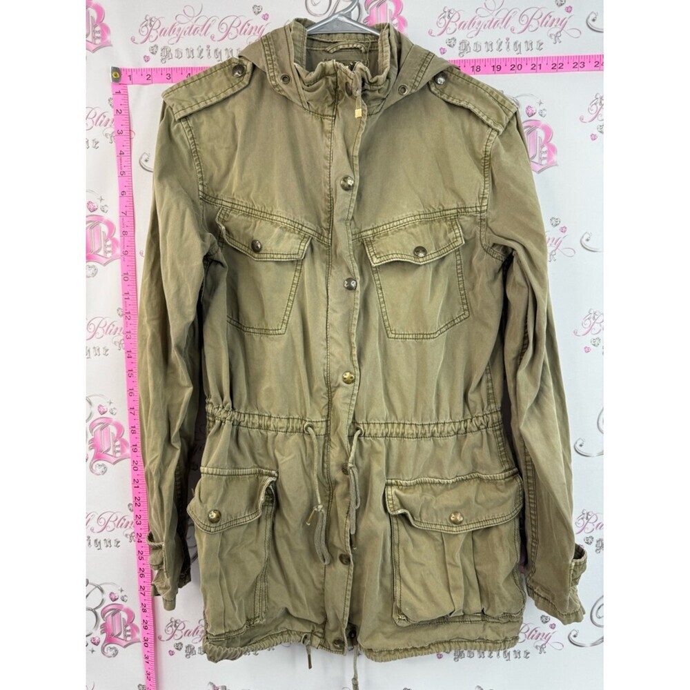 Talula jacket coat cargo style gold green Olive Utility Jacket with Hood